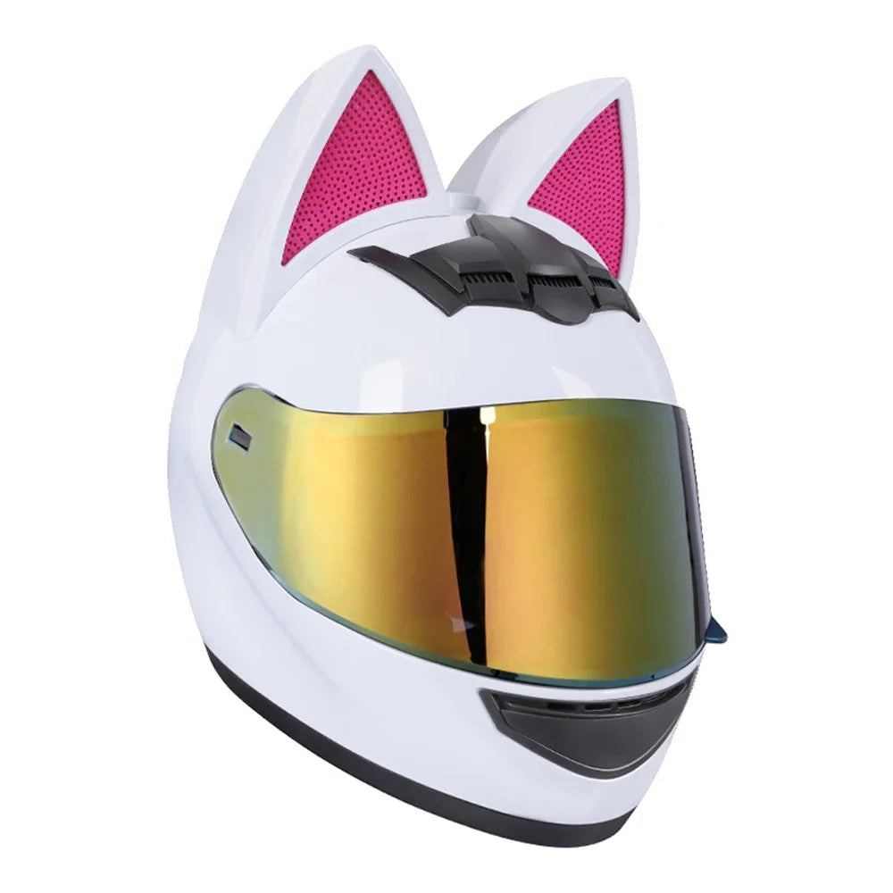 Casque Moto Intégral Oreilles de Chat - Certification DOT Femme Homme