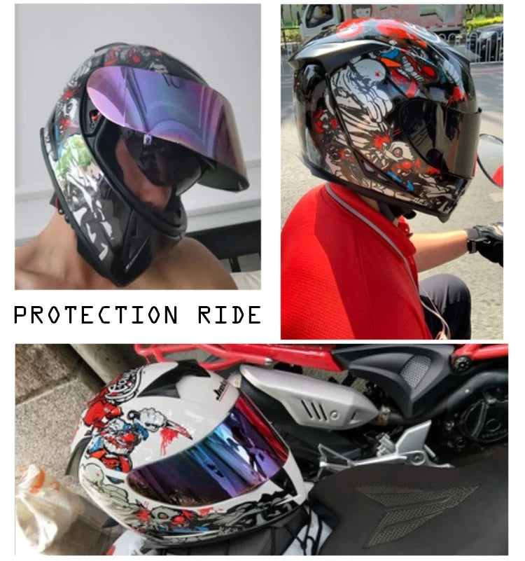 Casque de Moto Intégral avec Tresses Décoratives