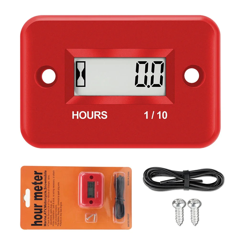 Compteur Horaire Numérique Inductif Portable - Tachymètre pour Moto, VTT, Bateau et Moteur à Essence