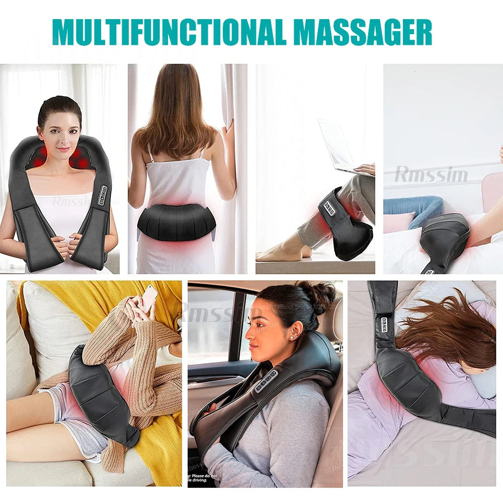 Masseur Cervical Shiatsu Chauffant - Coussin de Massage Électrique pour Nuque, Épaules et Dos