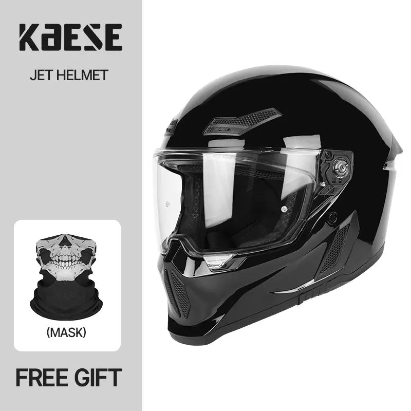 Casque Intégral KAESE Style Rétro - Certifié DOT, Look Open Face avec Sécurité Moderne