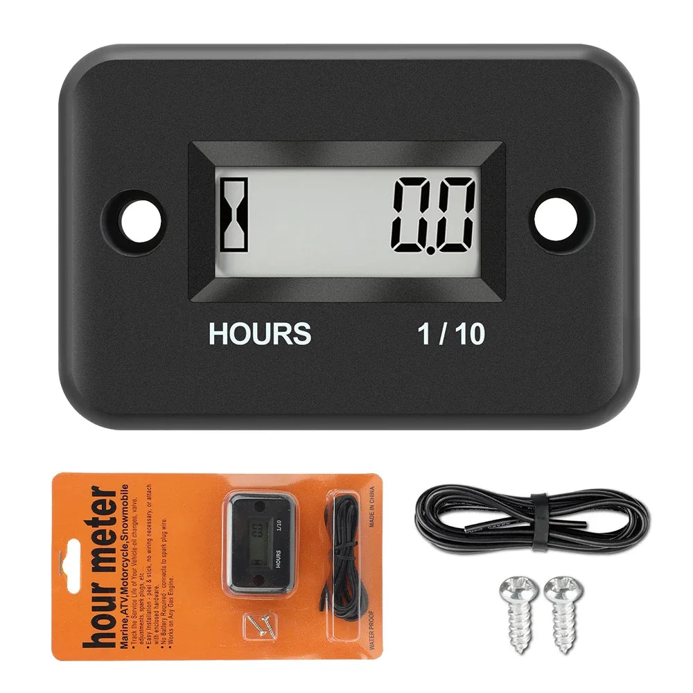 Compteur Horaire Numérique Inductif Portable - Tachymètre pour Moto, VTT, Bateau et Moteur à Essence