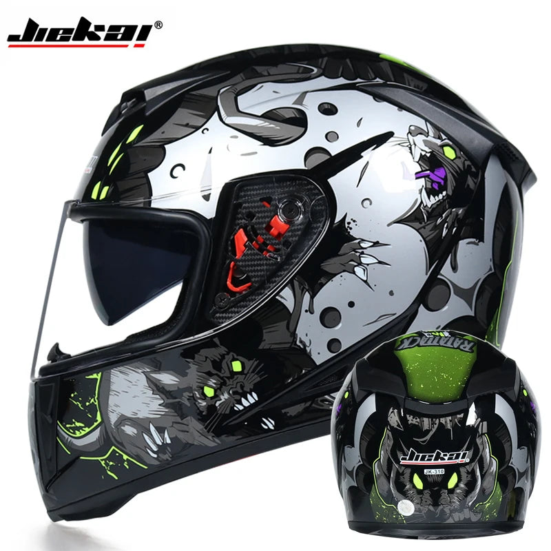 Casque Moto Intégral Jie Kai - Double Visière Toutes Saisons