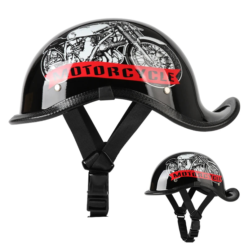 Casque Moto Demi-Jet VGV Rétro avec Lunettes - Scooter & Cruiser
