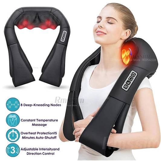 Masseur Cervical Shiatsu Chauffant - Coussin de Massage Électrique pour Nuque, Épaules et Dos