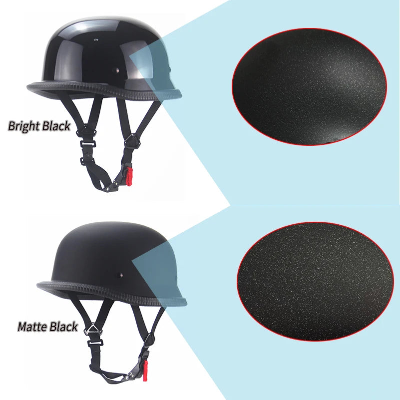 Casque Moto Vintage Demi-Jet Rétro Allemand - Homologué DOT M/L/XL/XXL