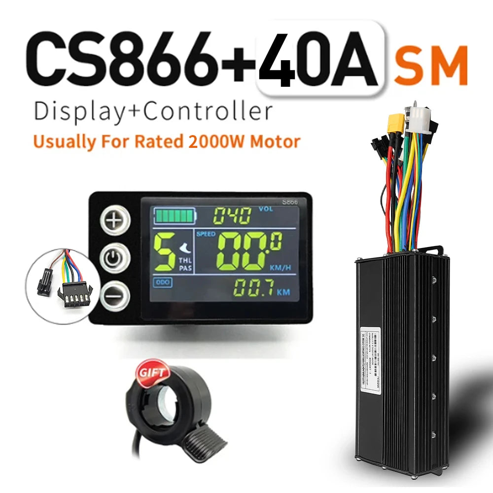 Contrôleur Sinusoïdal pour Vélo Électrique 24V/36V/48V - LCD S866 - 350W-1000W