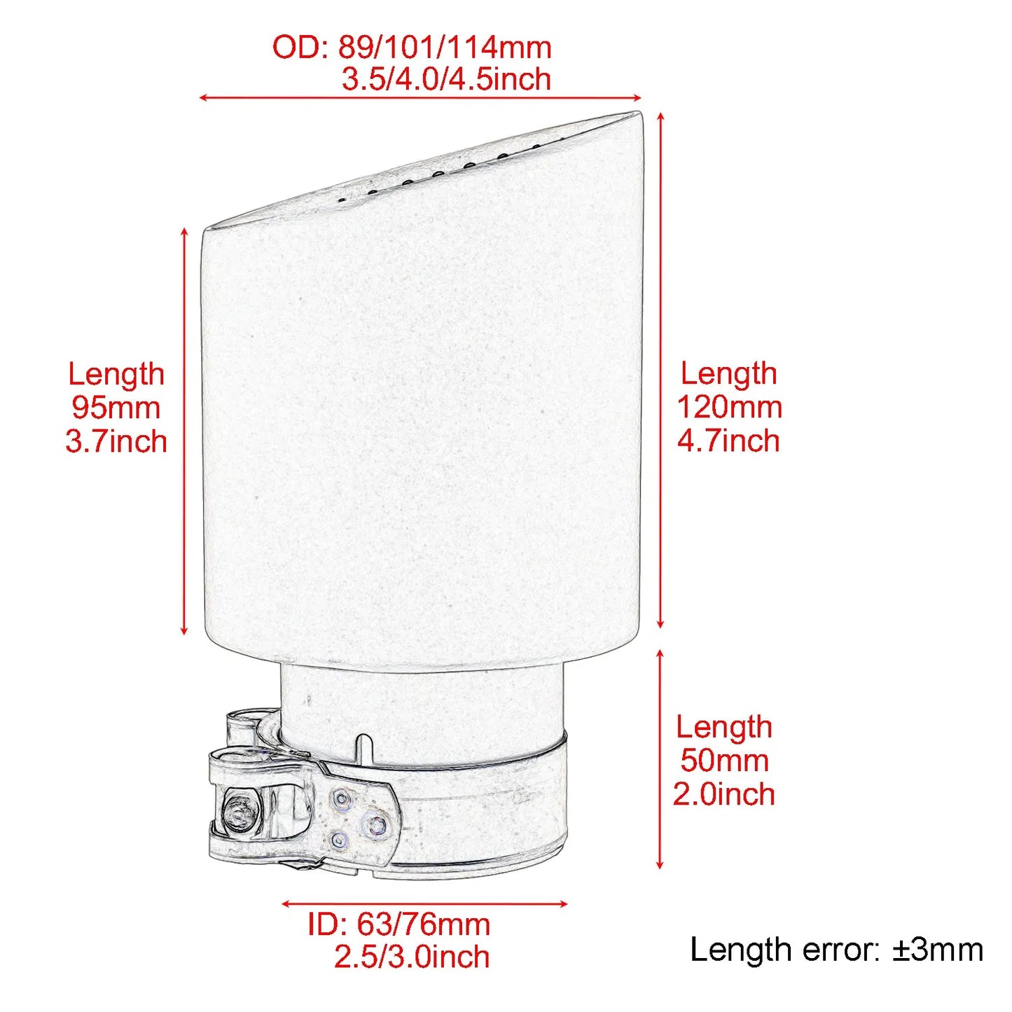 Embout d'Échappement Universel Silencieux Acier Inoxydable 63mm 76mm - Réduction Sonore