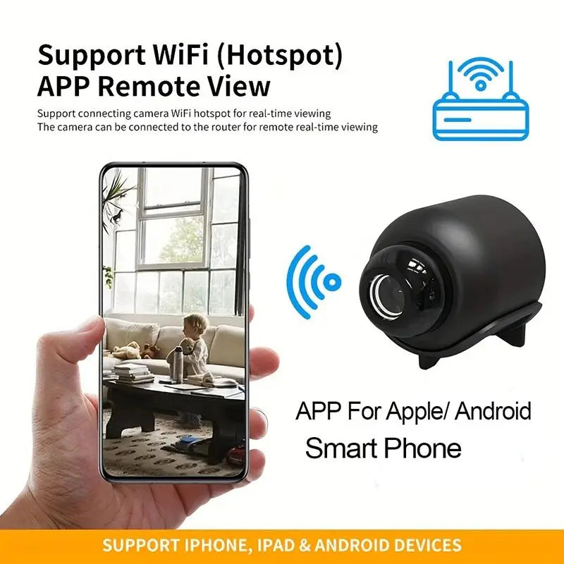Caméra de Surveillance Sans Fil X5Mini 1080P - Vision Nocturne, Détection de Mouvement, Ultra Compacte