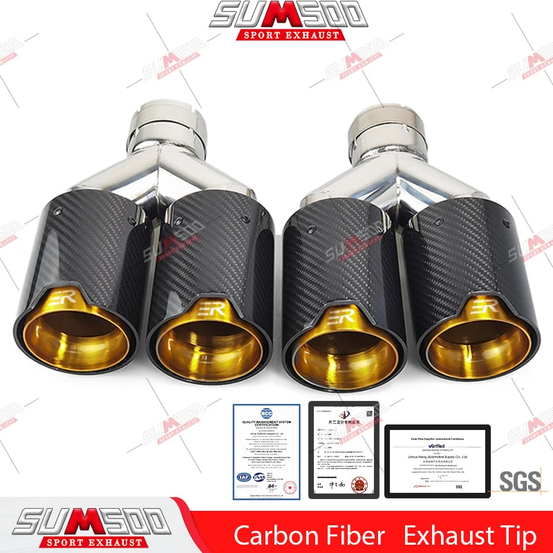 Embout d'Échappement Double Carbone + Inox - Sortie 63/93MM Performance M