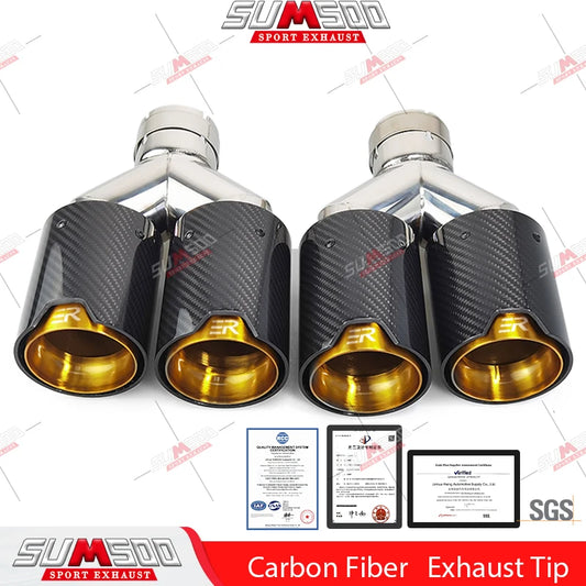 Embout d'Échappement Double Carbone + Inox - Sortie 63/93MM Performance M