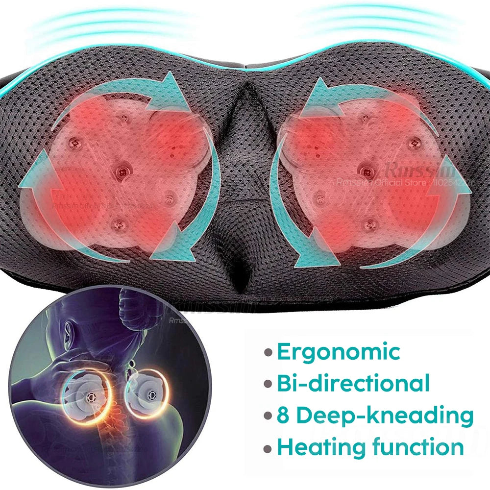 Masseur Cervical Shiatsu Chauffant - Coussin de Massage Électrique pour Nuque, Épaules et Dos