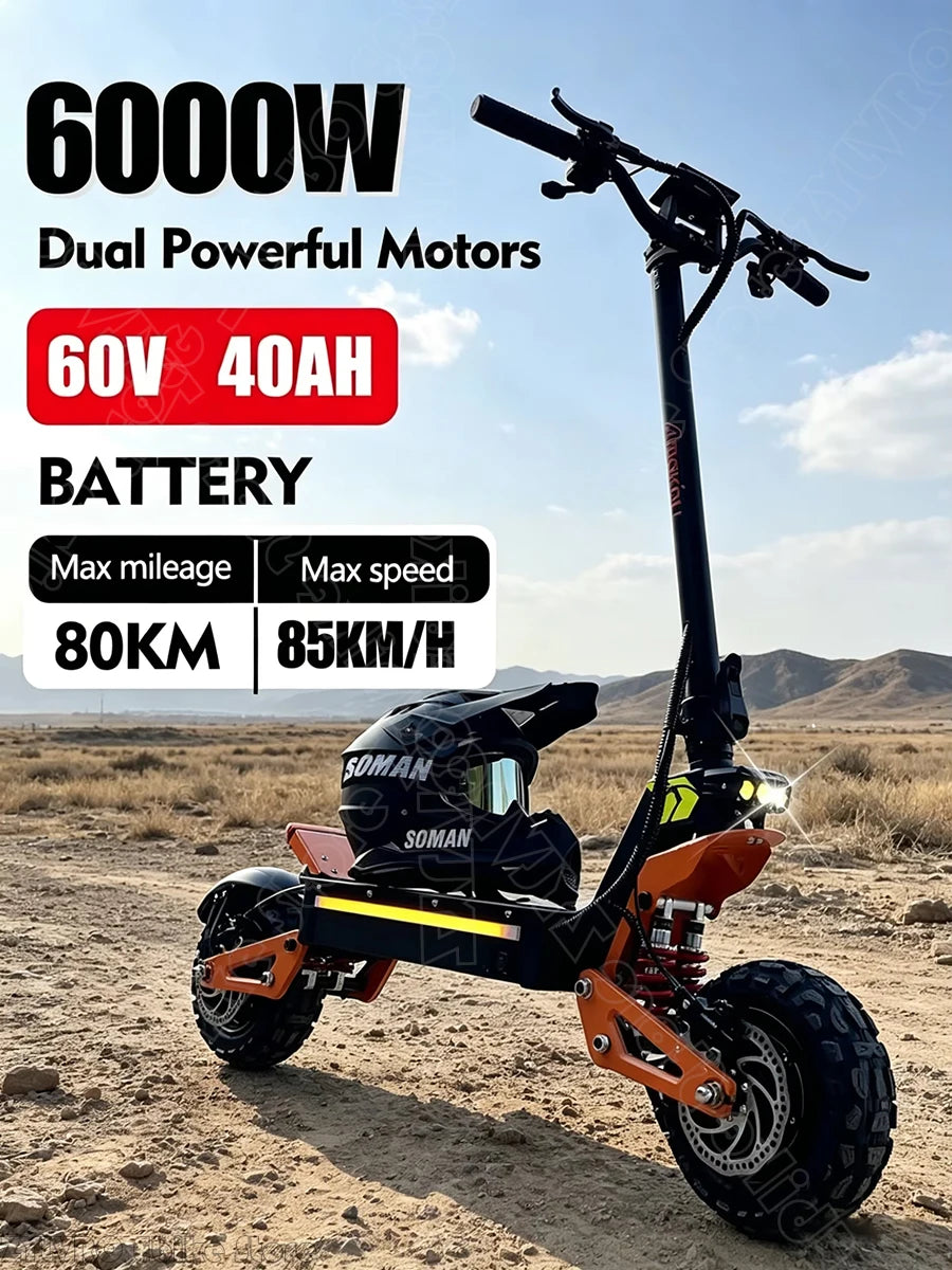 X5 Pro 2026 — Trottinette Électrique Double Moteur 6000W | 85 km/h | Tout-Terrain