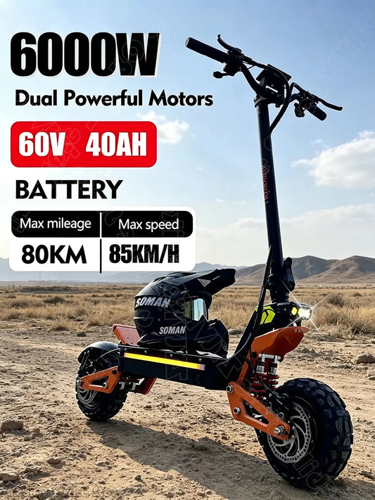 X5 Pro 2026 — Trottinette Électrique Double Moteur 6000W | 85 km/h | Tout-Terrain