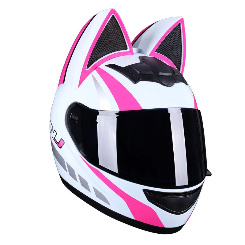 Casque Moto Intégral Oreilles de Chat - Certification DOT Femme Homme