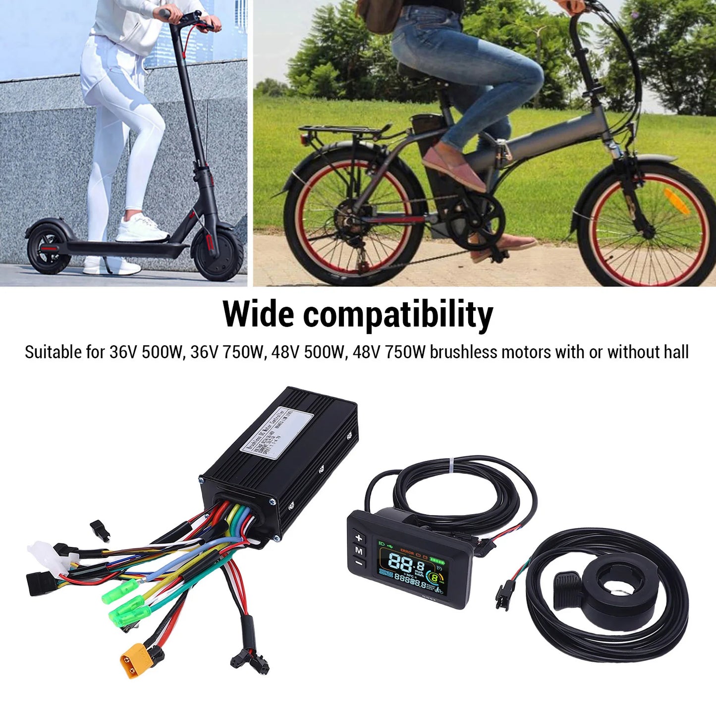 Kit Contrôleur Trottinette Électrique 26A - Conversion 36V 48V 500W 750W Étanche
