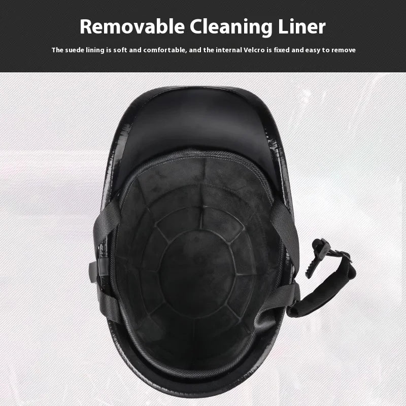 Casque Moto Demi-Jet VGV Rétro avec Lunettes - Scooter & Cruiser