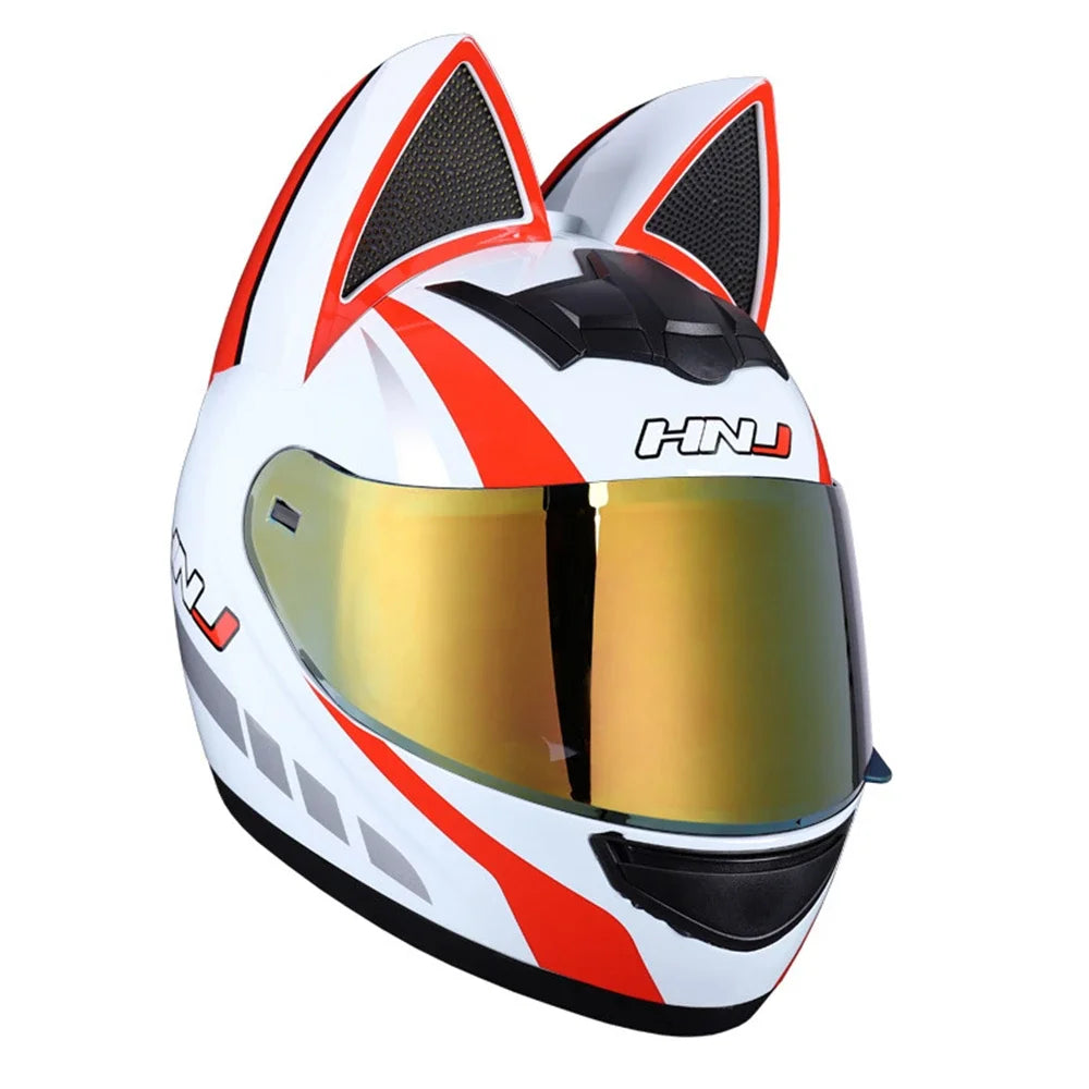 Casque Moto Intégral Oreilles de Chat - Certification DOT Femme Homme