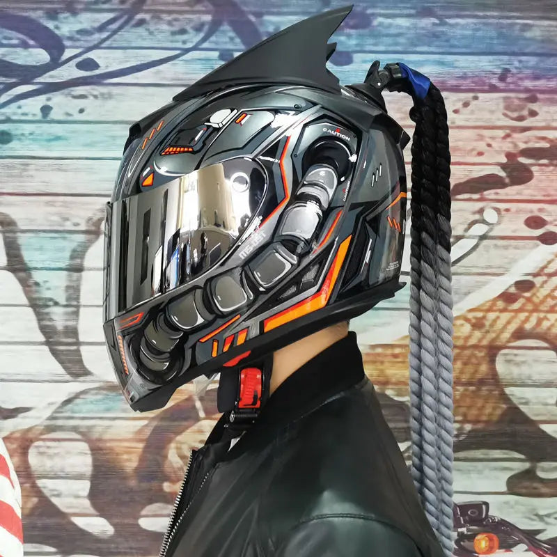 Casque de Moto Intégral avec Tresses Décoratives