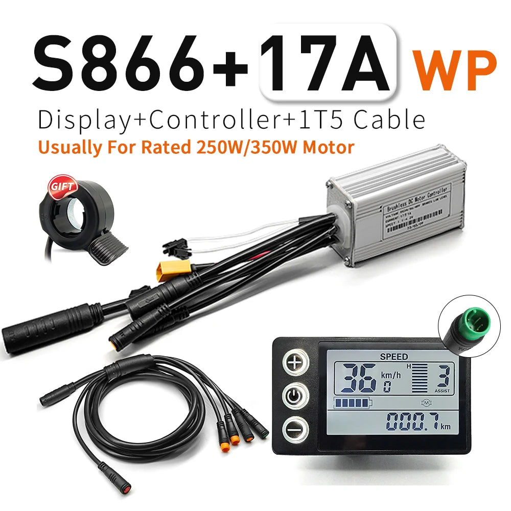 Contrôleur Sinusoïdal pour Vélo Électrique 24V/36V/48V - LCD S866 - 350W-1000W