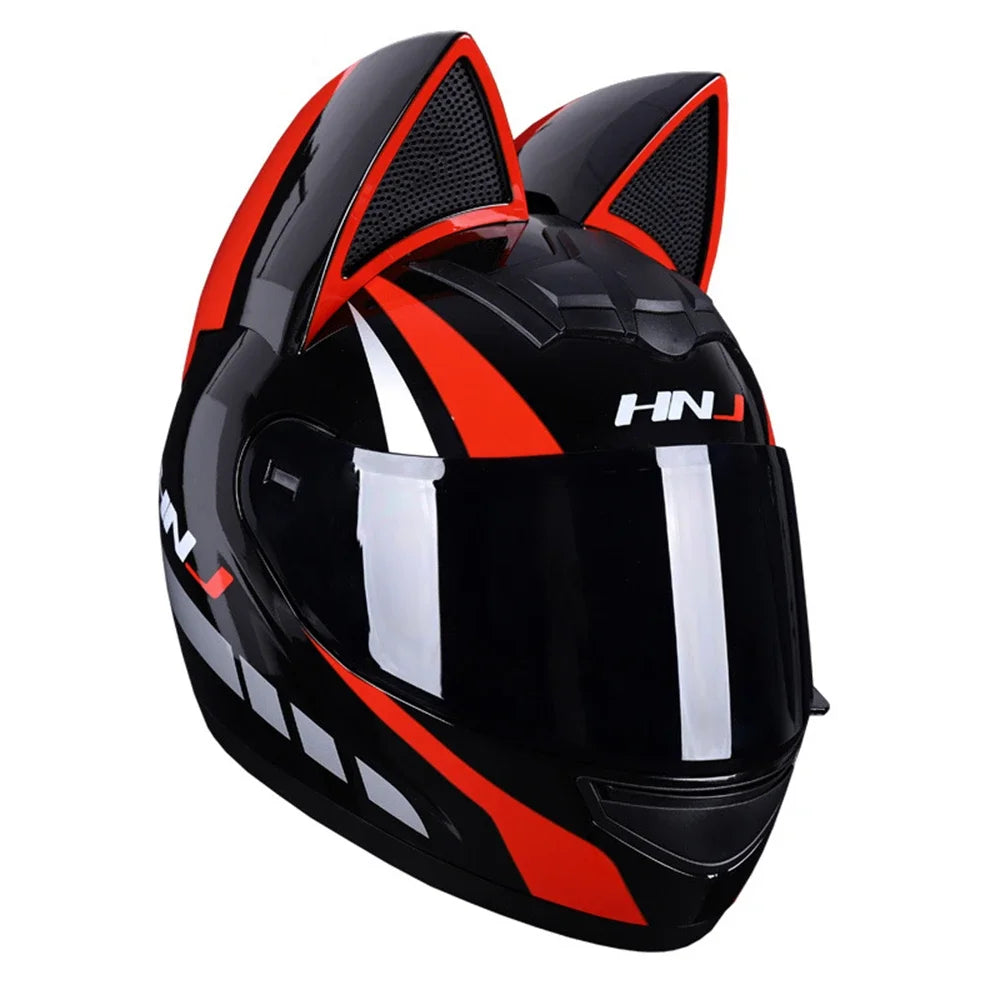 Casque Moto Intégral Oreilles de Chat - Certification DOT Femme Homme