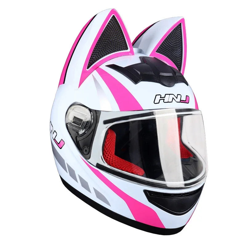 Casque Moto Intégral Oreilles de Chat - Certification DOT Femme Homme