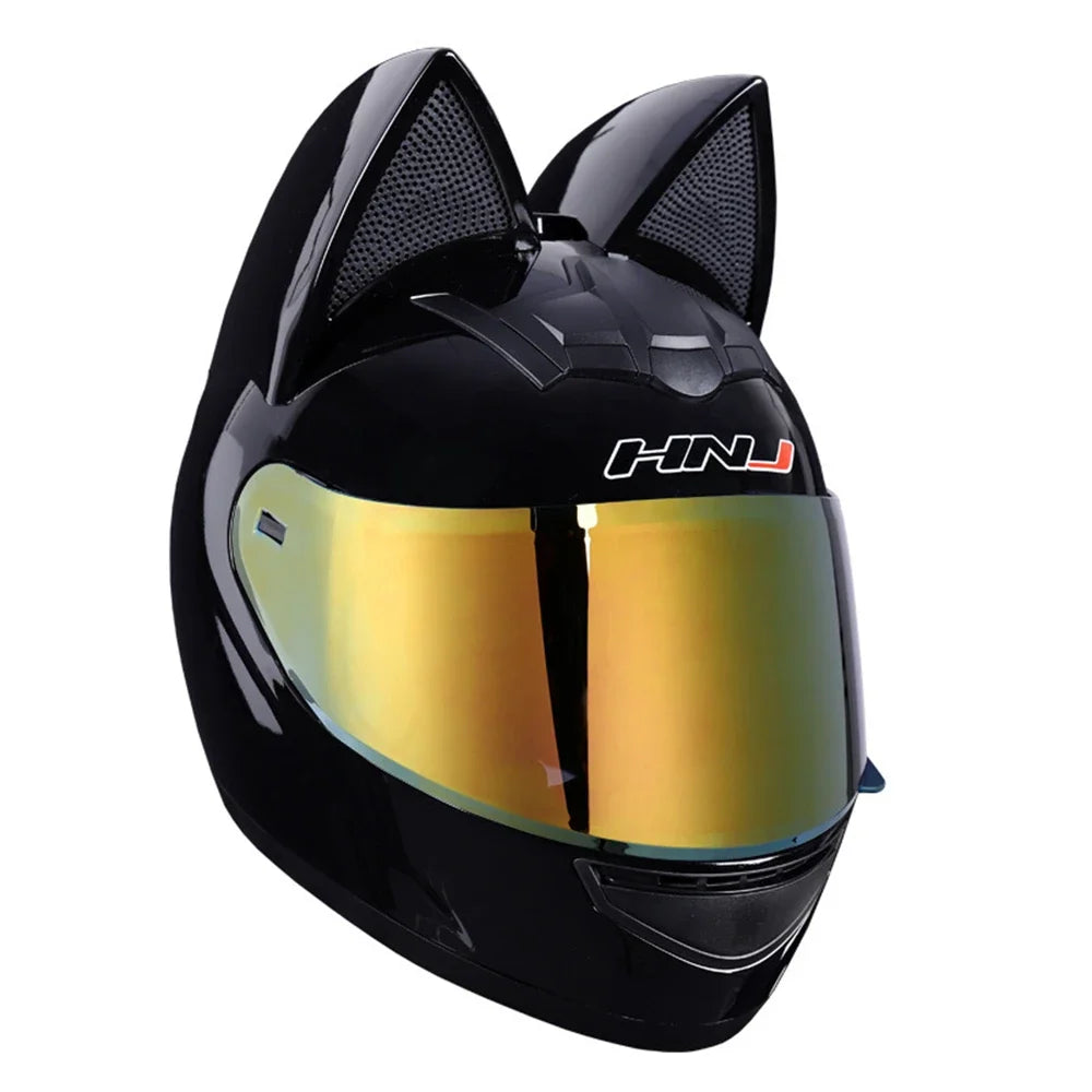 Casque Moto Intégral Oreilles de Chat - Certification DOT Femme Homme