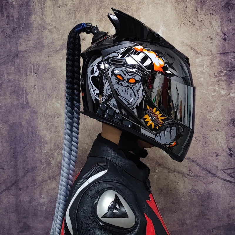 Casque de Moto Intégral avec Tresses Décoratives